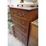 A 1920s mahogany and chequer strung tall chest of drawers, 68.5cm wide.