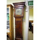 An oak thirty hour longcase clock, the 11in square brass dial inscribed 'Jno Taylor, K(irkby)
