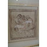After James Basire, old master style print of four figures, pl.24 x 22cm.