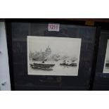 James Grant, Thames scenes, a pair, each signed in pencil, etching, pl.10.5 x 15cm.