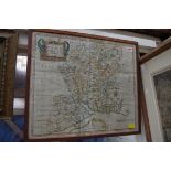 An antique hand coloured map of Hampshire, by Robert Morden, pl.37 x 42cm.