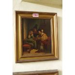 Continental School, 18th/19th century, tavern scenes, a pair, oil on board, 19 x 16cm.