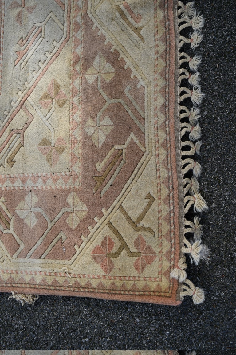 A Turkish wool carpet, having geometric decoration, 367 x 244cm. - Image 2 of 4