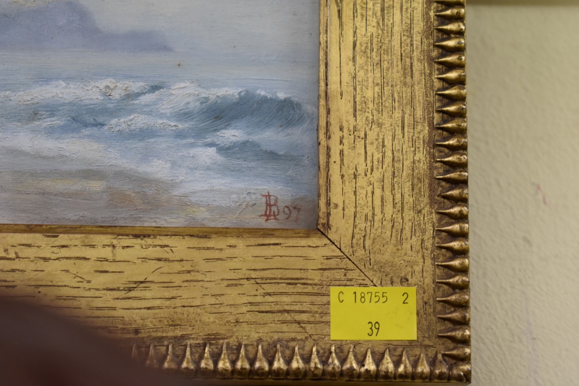 * Bourdillon, 'View of Island at Alassio', monogrammed and dated '97, inscribed verso, oil on board, - Image 3 of 4