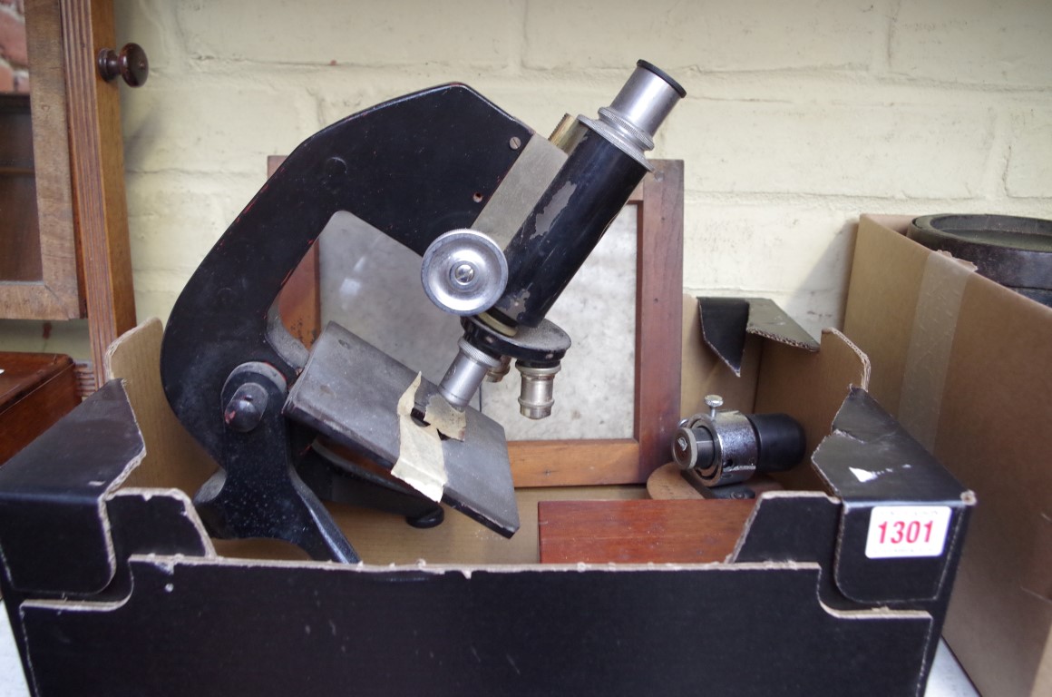 An old monocular microscope, by C Baker; and a small quantity of further items.