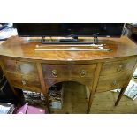 A good reproduction mahogany and ebony strung bowfront sideboard, by Redman & Hales Ltd, labelled,