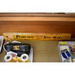A World War I period 'Pears' Soap' advertising rule, 35.5cm long; together with a pair of '