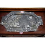 A fossil marble tray, 40.5cm wide.