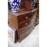 A 19th century mahogany bowfront chest of drawers, 93.5cm wide.