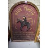 A painted and carved wood 'Dick Turpin' sign, 60cm high.