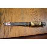 A vintage Bowie type knife, by William Rodgers, Sheffield, having 19cm blade.