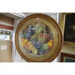 Giovanni Babaro, still life of fruit, signed, watercolour, 40cm diameter.