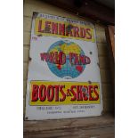 A 'Lennards World-Famed Boots & Shoes', enamel sign, 49.5 x 34cm.