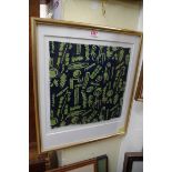 Henry Moore, 'Treble Clef, Zigzag and Oval Safety Pins', numbered 4/50, serigraphy on cotton, 32 x