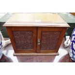 Two Edwardian oak smokers' cabinets, largest 36.5cm wide.