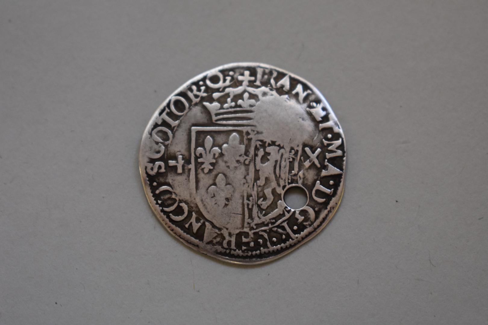 Coins: a Scottish Francis and Mary 1560 silver testoon, 30mm, 5.6g. - Image 2 of 2