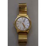 A vintage Omega gold capped automatic wristwatch, 36mm, on associated expanding bracelet, (s.d).