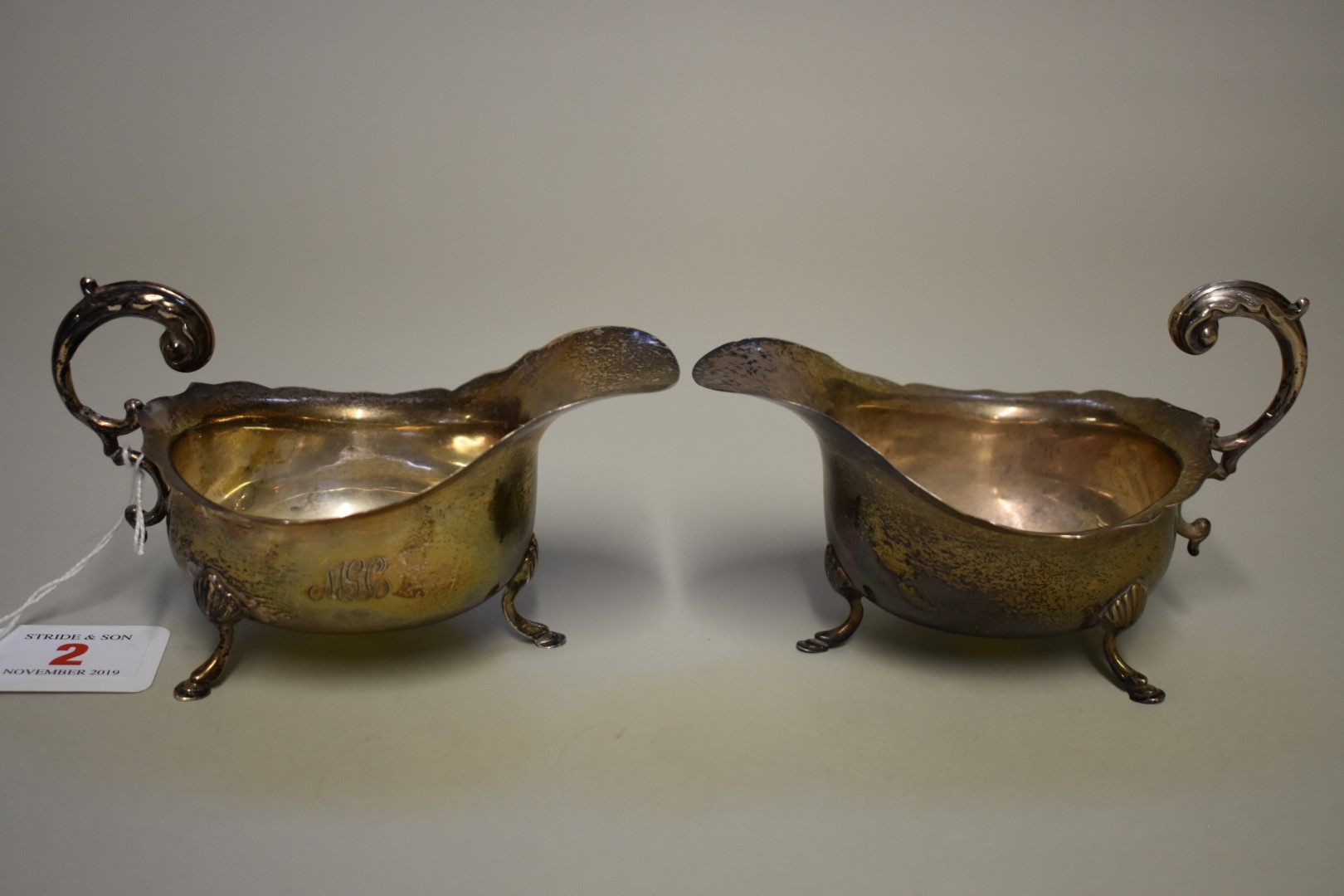 A pair of silver sauce boats, by S Blanckensee & Son Ltd, Birmingham 1920, 139g.