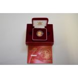 An Elizabeth II 2003 gold proof half sovereign, boxed.
