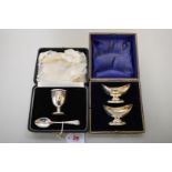 A cased pair of Victorian silver salts, by J Sherwood & Son, Birmingham 1896; together with a