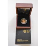 An Elizabeth II 2013 gold proof half sovereign, boxed.