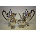 A silver four piece coffee set, by Fenton, Russell & Co Ltd, Sheffield 1914/5, 25cm high, 1558g