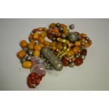Three modern chunky African beaded necklaces etc.