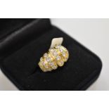 A diamond cluster gold ring, stamped 750, set brilliant cut diamonds 1.4ct approximately, 7.5g total