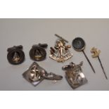 A small selection of nautical themed unmarked cufflinks and tie pins.