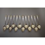 A set of six George III silver teaspoons, by William Bateman I, London 1817, together with five