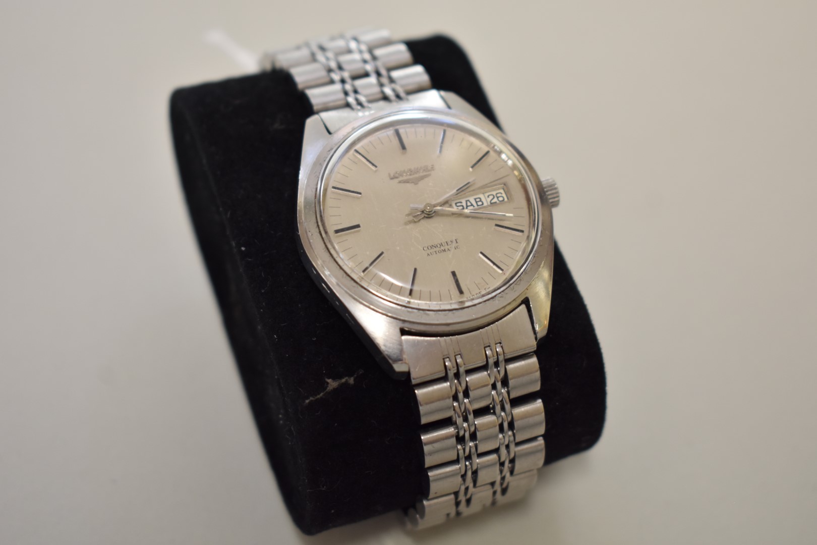 A 1970s Longines 'Conquest' stainless steel automatic wristwatch, 35mm case, ref L636.1.