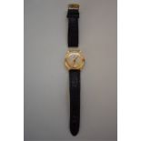 A vintage Omega gold plated automatic wristwatch, 32mm, ref 342, no 12468564, on leather strap.