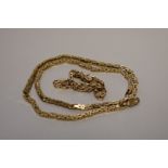 A gold neck chain, 41.5cm, with matching bracelet, stamped 375 to clasp, 26.7g.