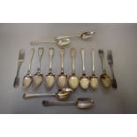 A quantity of Georgian and Victorian silver flatware, various patterns, mixed makers and dates,