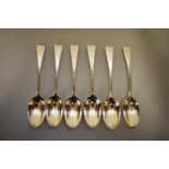 A set of six Victorian silver Old English pattern dessert spoons, by Henry John Lias & James Wakely,
