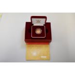 An Elizabeth II 2002 gold proof half sovereign, boxed.