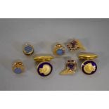 A pair of 'Shell Oil' enamel cufflinks, by Sporrong & Co; together with five enamel and base metal