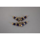 A pair of lapis lazuli gold baton cufflinks, hallmarked 9ct.