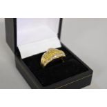 A fancy yellow and white diamond cluster gold ring, hallmarked 9ct, 1ct approximately, 5.5g total