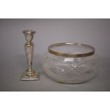 An Edwardian cut glass silver mounted fruit bowl, by WHS, Birmingham 1905; together with a silver
