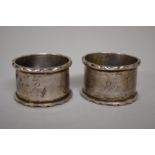 A pair of silver napkin holders, by Bishton & Fletcher, Birmingham 1951, 46g.