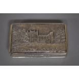 A William IV silver 'Newstead Abbey' snuff box, by Nathaniel Mills, Birmingham 1836, 82 x 53mm, 86g.