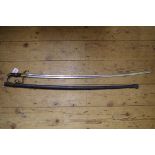 A circa 1930's German Army officer's sword and steel scabbard, the 90cm blade inscribed 'W. K & C'.