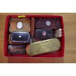A collection of snuff boxes and vesta cases. (9)