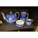 A Victorian Copeland jasperware four piece teaset.