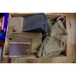 Two boxes of modern and vintage militaria, to include items owned by 2nd LT A.J Wright of the