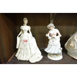 A Coalport figure of Queen Mary; together with a Royal Worcester figure of the Shepherdess.