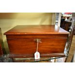 A antique mahogany sewing casket, 37cm wide.