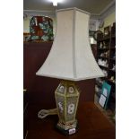 A Chinese famille rose vase form table lamp, height excluding fitting 28cm, (s.d.).