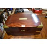 A good George III mahogany and brass bound writing slope, the interior labelled 'George Worsfold,